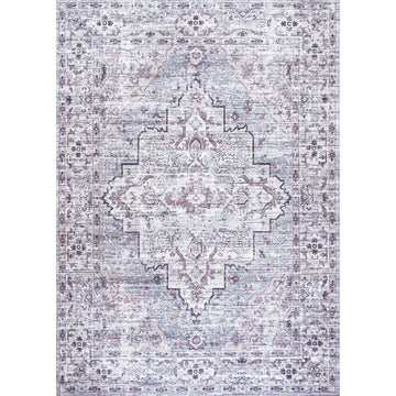 Didim Boho Gray Medallion Washable Area Rug